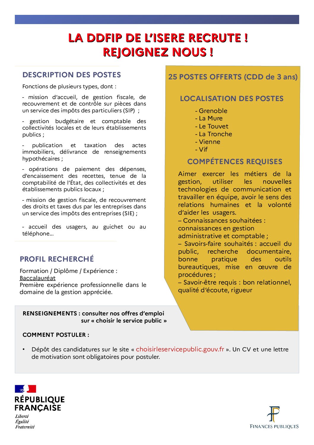 Recrutement de contractuels ddfip